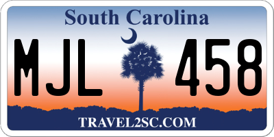 SC license plate MJL458
