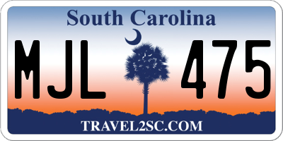 SC license plate MJL475