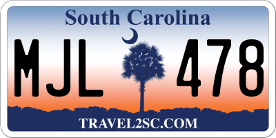 SC license plate MJL478