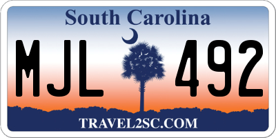 SC license plate MJL492