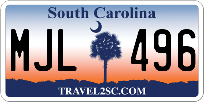SC license plate MJL496