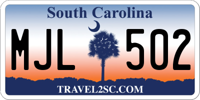 SC license plate MJL502
