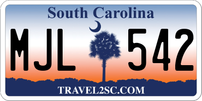 SC license plate MJL542