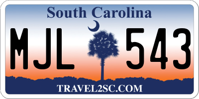 SC license plate MJL543