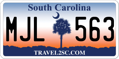 SC license plate MJL563