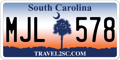 SC license plate MJL578