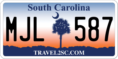 SC license plate MJL587