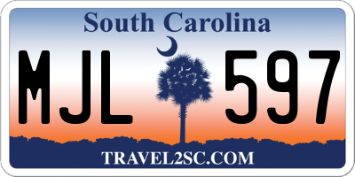 SC license plate MJL597