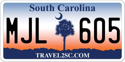 SC license plate MJL605