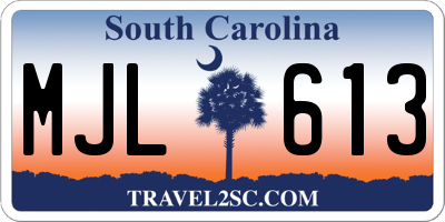 SC license plate MJL613