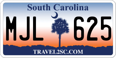 SC license plate MJL625