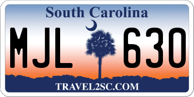 SC license plate MJL630