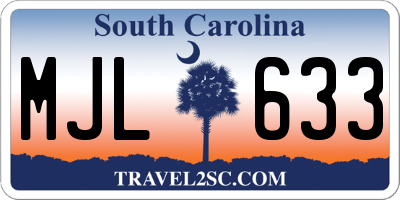 SC license plate MJL633