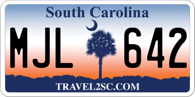 SC license plate MJL642