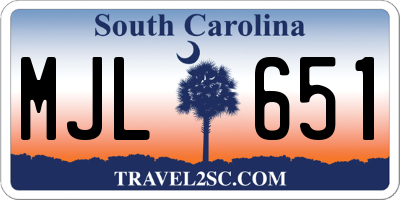 SC license plate MJL651