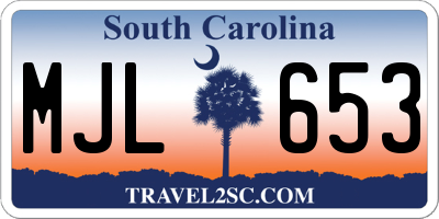 SC license plate MJL653