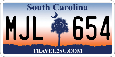 SC license plate MJL654