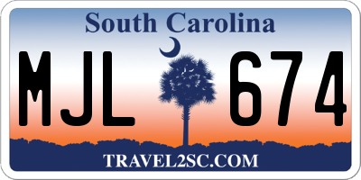 SC license plate MJL674