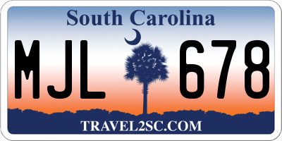 SC license plate MJL678