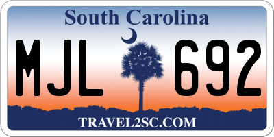 SC license plate MJL692