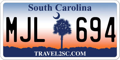 SC license plate MJL694