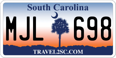 SC license plate MJL698