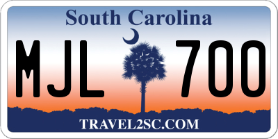 SC license plate MJL700