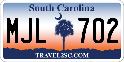 SC license plate MJL702