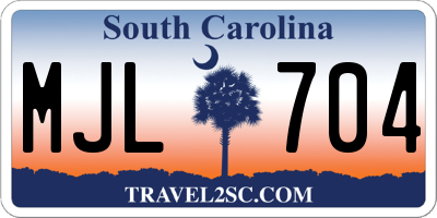 SC license plate MJL704