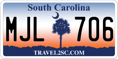SC license plate MJL706
