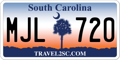 SC license plate MJL720