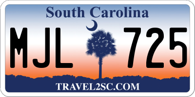 SC license plate MJL725