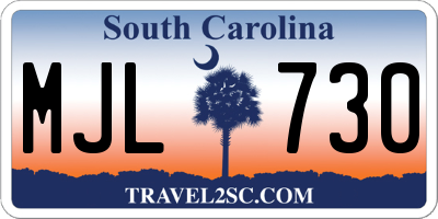 SC license plate MJL730