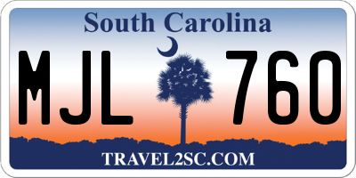 SC license plate MJL760