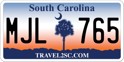 SC license plate MJL765