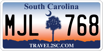 SC license plate MJL768