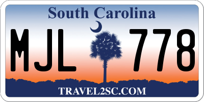 SC license plate MJL778