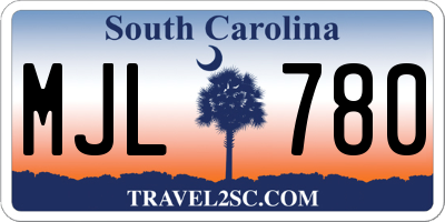 SC license plate MJL780