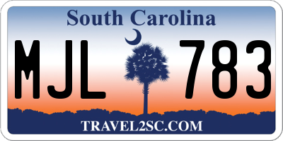 SC license plate MJL783