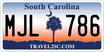 SC license plate MJL786