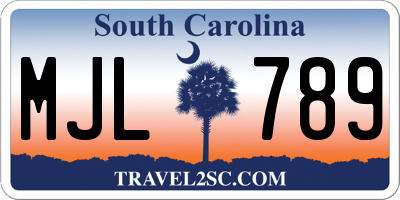 SC license plate MJL789