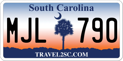 SC license plate MJL790