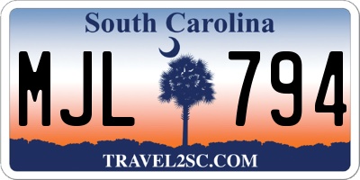 SC license plate MJL794