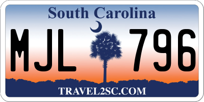 SC license plate MJL796