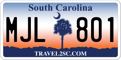 SC license plate MJL801