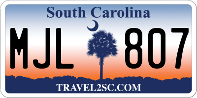 SC license plate MJL807