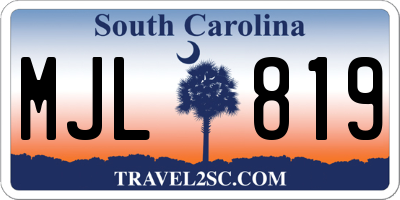 SC license plate MJL819