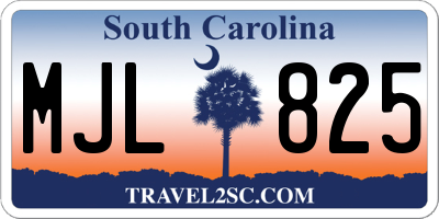 SC license plate MJL825