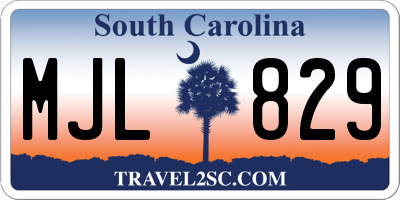 SC license plate MJL829