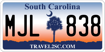 SC license plate MJL838